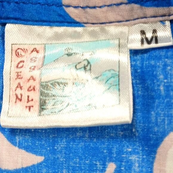 Ocean Assault Hawaii Camp Shirt/ Casual Button Down Men's Medium. Vintage. Blue. - Picture 2 of 9